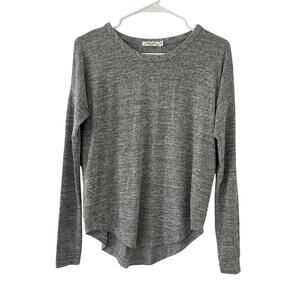 Rag & Bone Women's Heathered Gray Rounded Hem Long Sleeve Knit Top XS